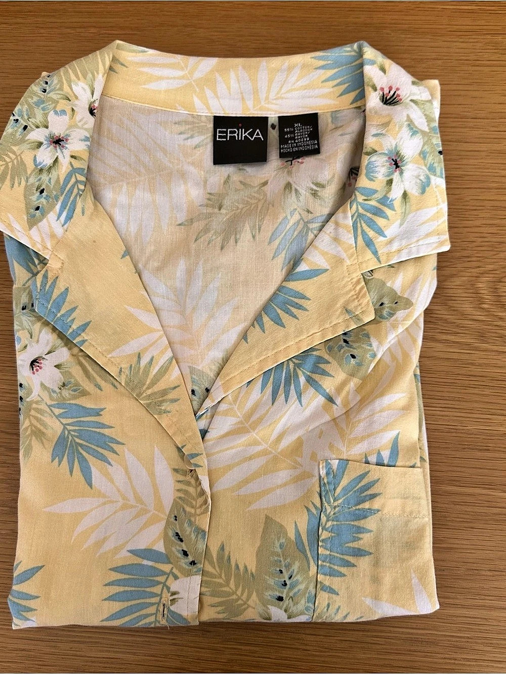 ERIKA Floral Button Down in Yellow & Blue Size XL